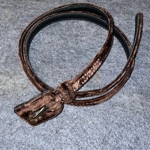 Carolina Herrera Chocolate Brown Velvet Thin Belt - Size L (31-34” waist)